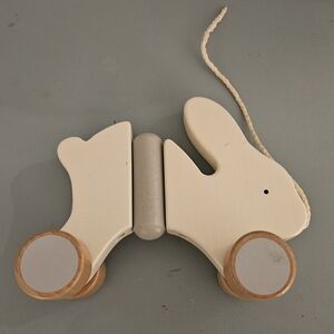 Wooden Pull-Along Bunny Toy - Cream By PBK